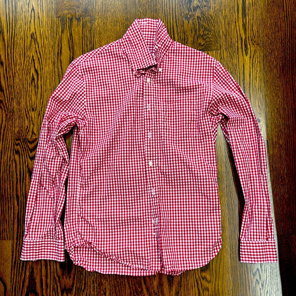Brooks Brothers Small Men’s Gingham Button Up Dress Shirt in Red